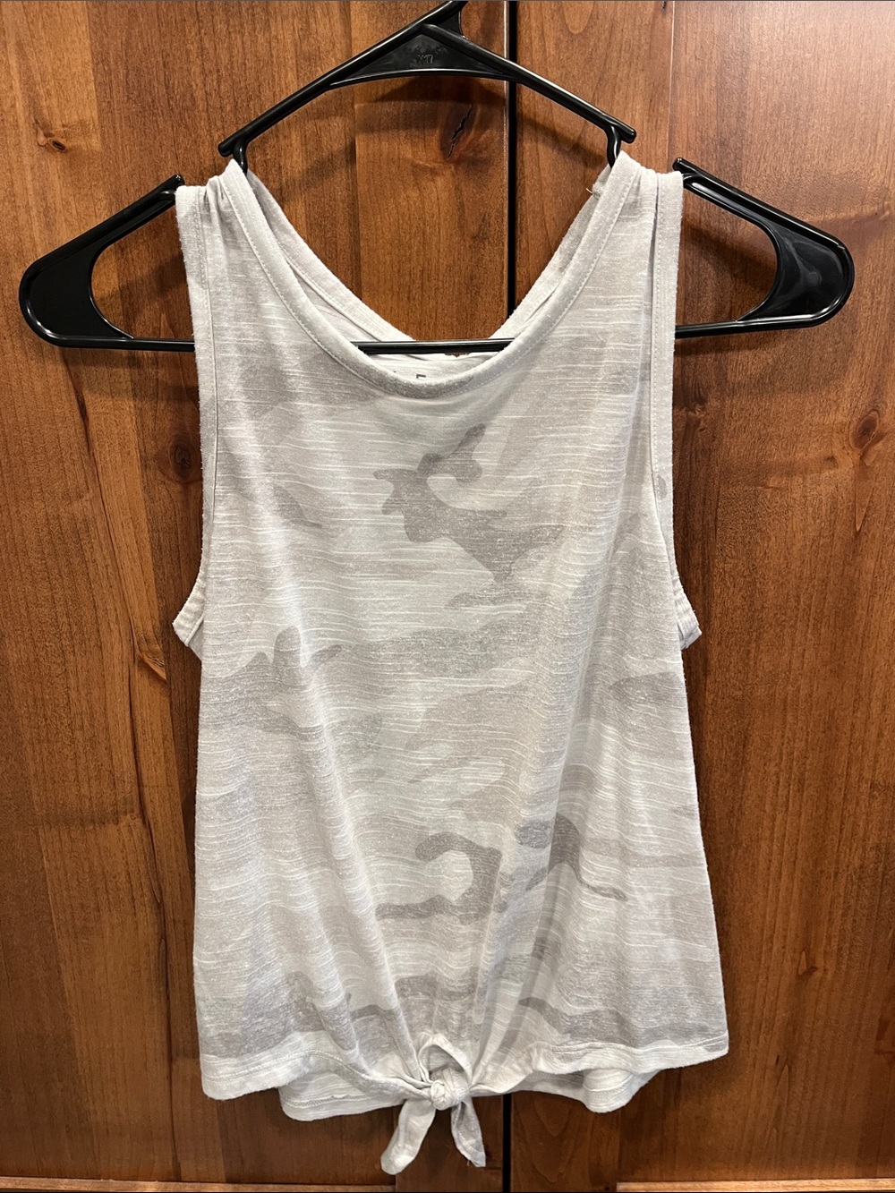 Light Gray Camo Tie-Front Tank Top